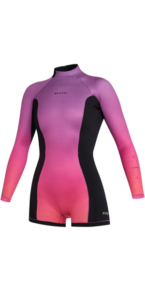 2025 Mystic Womens Lunar BK Longarm 2mm Back Zip Shorty Wetsuit 35000.240113 - Coral
